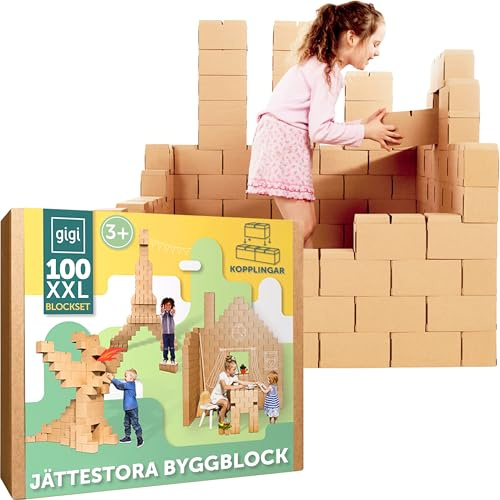 Gigi Bloks XXL Gr. 100 Stapelbare und Ineinandergreifende XXL Bausteine Kinder | Robuste Klemmbausteine Groß & Leicht Montierbare Bauklötze Groß | Konstruktionsspielzeug für Jungen & Mädchen