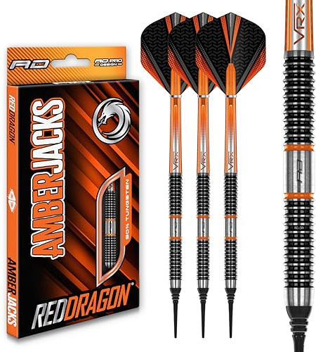 RED DRAGON Amberjack Series Softip Profi Dartpfeile 18 Gram Darts Set mit Flights und Schäfte