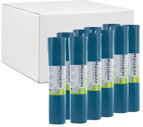 120L Müllsäcke Blau 250 Stück 39my 700x1100mm Abfallsäcke | Hossi's Wholesale 10 Rollen, LDPE, reißfest, Haushalt, Gastronomie, Gewerbe
