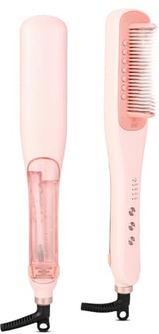 AraSyleon Dampf-Haarglätter Bürste 3-Temp Stufen | Glättungsbürste PTC 30s Aufheizen | Glättbürste Heißschutz Design | Hair Straightener Für alle Haartypen, Rosa