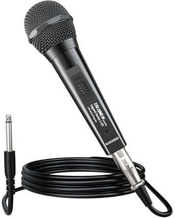 talomen L52 Dynamisches Gesangsmikrofon – Professionelles Handmikrofon mit Nierencharakteristik, 120 dB SPL, 20FT & 6.5FT XLR-Kabeln, für Bühne, Studio, PA-Anlage und Karaoke –L52 Schwarz