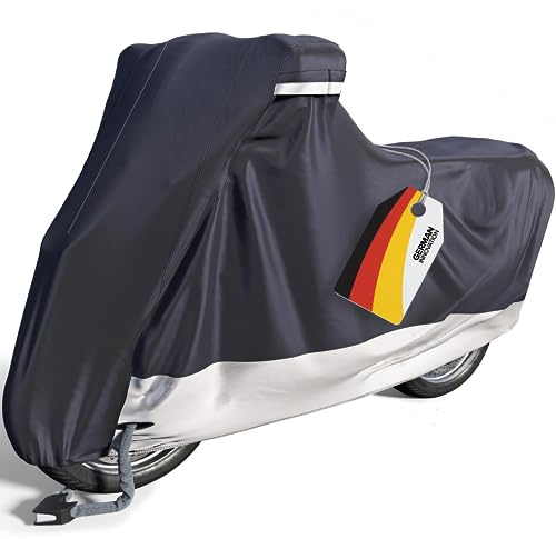 VELMIA Motorradabdeckung Extrem Hitzebeständig bis 550 F, hoher Standard, wasserdicht, Outdoor, für alle Jahreszeiten, Motorrad-Aufbewahrung, Roller Abdeckung, Moped Abdeckung, Harley