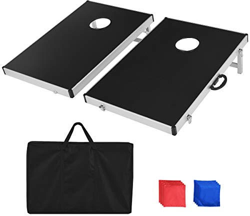 COSTWAY Cornhole Boards, Wurfspiel Geschicklichkeitsspiel für Kinder&Erwachsene, Sandsack Spielbrett mit klappbarem Design & Griff, Strandspiel klassisch für Mehrspieler-Spiele