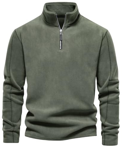 Livonmone Pullover Herren Warmer Fleecepullover Half Zip Locker Sweatshirt | Microfleece Dick Weich Warm und Kuschelig Bequem für Zuhause Alltag Herbst und Winter Kalte Tage und Outdoor