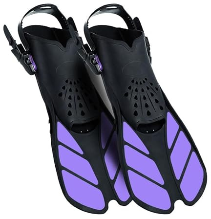 Schnorchelflossen, Flossen Erwachsene Schwimmflossen, Flexibel Einstellbare Schwimmflossen, PP+TPR Material Unisex Taucherflossen für Erwachsene mit Netztasche (Violett-L/XL)