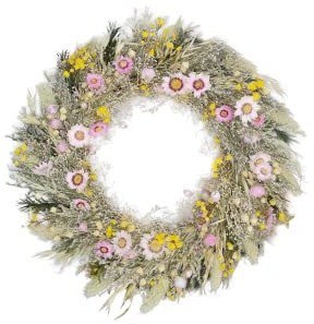 TWOCOZY Trockenblumenkranz ECHTE Blumen | PLASTIKFREI | Premium Trockenblumen Kranz für Tür, Wand, Wohnzimmer, Flur, Schlafzimmer | Dekoration, Hochzeit, 28 cm