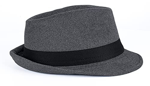 FBBULES Fedora Hut Damen Herrenhüte Breiter Krempe Filzhut Panama Hut Filzhut Winterhut Wintermütze Trilby Hüte Klassische Outdoorhut für Hochzeit Talent Show Performance Dunkelgrau