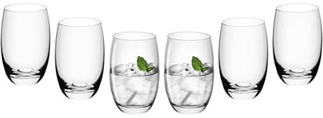 Gerlach 1760 Gläser Set 6 Teilig 450 ml Trinkgläser Wassergläser Spülmaschinenfest Glas Universalgläser Saftgläser Transparent Flo
