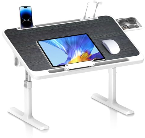Huracan Laptoptisch für Bett, Laptop Betttisch Klappbarer, Tragbares Lapdesk mit 5-Höhenverstellbar und Winkelverstellbar, Bett Tisch Klapptisch, Laptop-Schreibtisch für Sofa Boden (60*40cm, Schwarz)