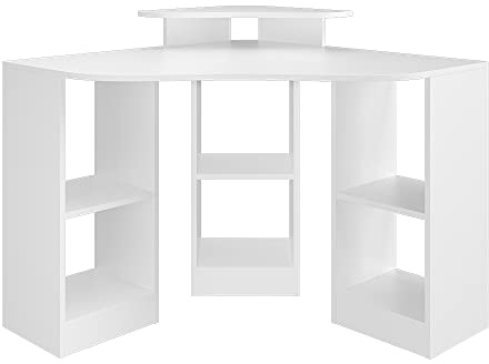 Vicco Eckschreibtisch Artur, Weiß, 94 x 94 cm, mit offenen Ablageflächen zur flexiblen Arbeitsplatzgestaltung