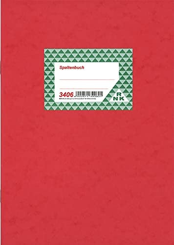 RNKVERLAG 3406 - Spaltenbuch mit 6 Spalten, 60 Seiten, DIN A4, rot / grau liniert, 1 Stück
