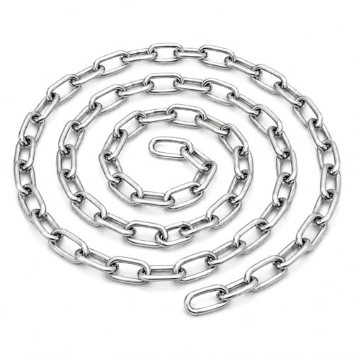 CYEER 2m Edelstahlkette 6mm Meterware, Rostfreie Gliederkette aus Edelstahl 304, Stabile Rundstahlkette für Hängesessel, Boxsack, Lampen & Gartenzaun, Hochbelastbare Metallkette