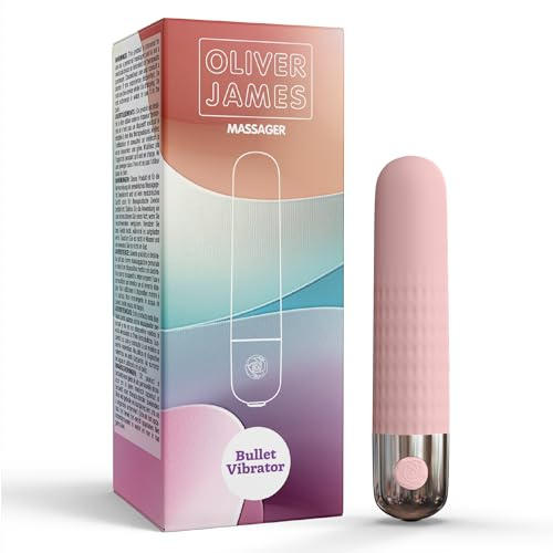 Bullet Vibrator von Oliver James – wiederaufladbarer, wasserabweisender Mini-Vibrator mit 10 Modi, aus körpersicherem Silikon, diskretes Sexspielzeug für Frauen, 9,6 × 1,8 cm (Pastellrosa)