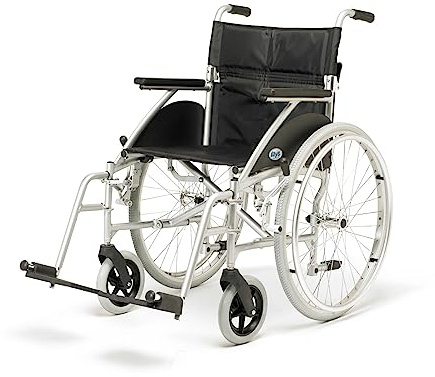 Days Swift Self Propelled Wheelchair, Lightweight Mobility Device for Elderly, Handicapped, and Disabled Users, Portable Wheelchair for Independence or Caretaker Convenience, Cool Silver, 46cm