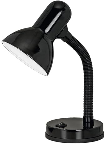 EGLO Tischlampe Basic, Schreibtischlampe Kinder, Leselampe Schwanenhals, flexible Schreibtisch Lampe, schwarze Nachttischlampe mit E27 Fassung