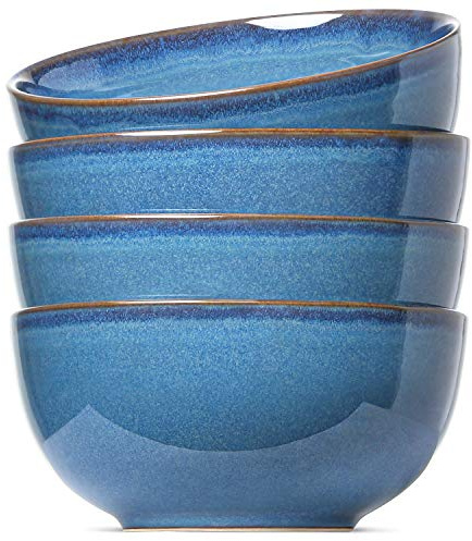LE TAUCI Porzellan Muslischalen 4er Set, 625ml, 15.2cm, Ceylon | Reaktiv-Glasur, fuer Muesli, Suppe, Salat, Pasta, Nudeln,Spuelmaschinenfest Ofenfest Mikrowellengeeignet