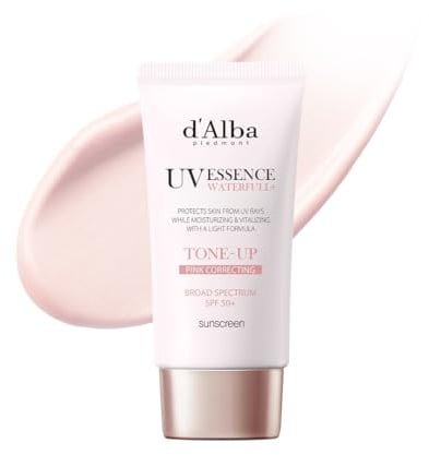 d'Alba | Italienischer weißer Trüffel Waterfull Tone-up Sunscreen 50ml, SPF/LSF 50+PA++++, Reiner und Veganer Hybrider Rosafarbener Feuchtigkeitscreme, Leuchtender und Aufhellender Sonnenschutz