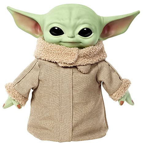 Mattel Disney Star Wars Spielzeug, Grogu Plüschfigur, aus 'The Mandalorian', mit Geräusch und Bewegungsfunktion, 28cm, Star Wars Geschenke, Spielzeug ab 3 Jahre, HJM25