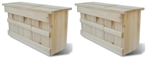 Mokuyary Spatzenhaus 2er Set Holz 44 x 15,5 x 21,5 cm, Nistkasten Vogelhaus zum Aufhängen für Garten