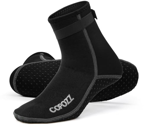 COPOZZ 3mm Tauchsocken Neoprensocken für Erwachsene Damen Herren, Dicke Tauchsocken Wassersport Schwimmen Socken für Schwimmen, Schnorcheln, Segeln, Surfen Wassersport,Schwarz,M