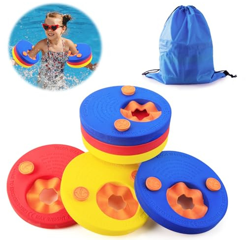 Schwimmscheiben für Kinder 6Pcs Schwimmen Float Discs mit Aufbewahrungstasche Arm Schwimmplatte Eva Delphin Rund Schwimmscheiben Geeignet für Junge Mädchen im Alter von 3-6 Jahren Schwimmen zu Lernen