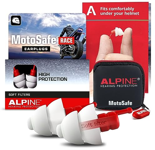 Alpine MotoSafe Race Gehörschutz Ohrstöpsel Rennstöpsel - Verhindern Gehörschäden vom Motorradfahren - Verkehr noch hörbar - Bequemes hypoallergenes Material - Wiederverwendbar