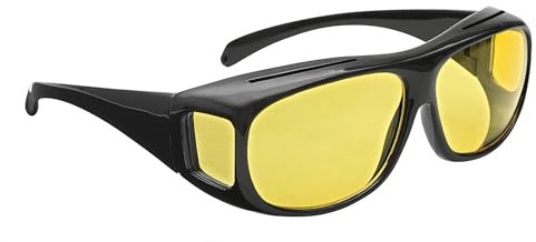 WEDO Nachtsicht-Brille zum Überziehen – Gelb getönte, polarisierende Gläser für Autofahrer, blendfrei & normgerecht (ISO), kompatibel mit Korrektionsbrille