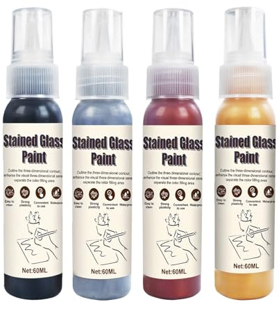 Allony Window Color Konturenfarbe, Glass Paint, Window Color Set Kontur, für Fensterbilder auf Spiegelfliesen Andere Glatte Oberflächen(Gold, Silber, Schwarz、Bronze) - 4*60ML