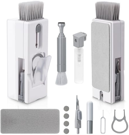 Alyvisun Tastatur Reinigungsset, 11 in 1 Laptop Kopfhörer Reinigungsset, Multifunktional Keyboard Cleaner Tastaturreiniger mit Bürste, für Tablet, Handy, Computer, Grau