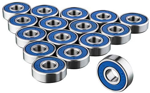 16 x 608RS blaue Skate- und Skateboard-Radlager aus Metall – ABEC 9 bewertet – ideal für Geschwindigkeit – Skateboards, Inline-Skates, Roller, Longboard-Räder