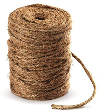 100M Garten Kordel 4 mm JuteSchnur Absofine Natürliche Jute Bastelschnur für Haushalt Garten DIY Kunsthandwerk Dekoration