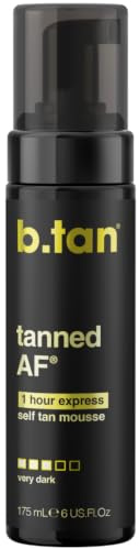 b.tan Dunkles Selbstbräunungsmousse - Tanned AF | 1-Stunden-Express Sonnenloses Selbstbräuner, kein künstlicher Selbstbräunergeruch, Ultra-Dunkler Bronze, ohne Orangestich