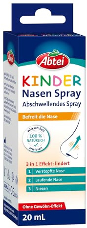 Abtei Kinder Nasen Spray - abschwellendes Nasenspray für Kinder aus 100% reinem Meerwasser - wirkt in 2 Minuten, gut verträglich, ohne Gewöhnungseffekt - 1 x 20 ml
