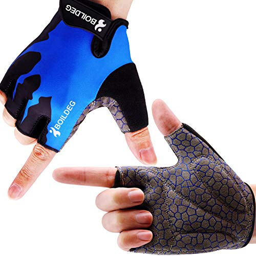 BOILDEG Fahrradhandschuhe Fingerlos Fitness Handschuhe Atmungsaktiv Rutschfestes Stoßdämpfende Radsporthandschuhe für MTB Fitness Damen und Herren