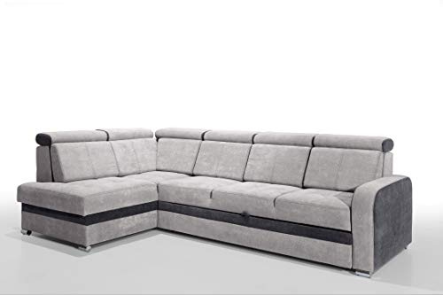 Robin Inspire Glen Ecksofa L-Form Schlafsofa Links Silber | Schlaffunktion, Bettkasten, abnehmbare Rückenkissen, Kopfstützen, freistehende Eckcouch, Wohnlandschaft, Sofa fürs Wohnzimmer