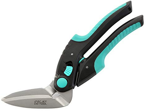 C.JET TOOL Teppichschere, Hochleistungsschere, Länge 25 cm Industrieschere, Mehrzweckschere für Teppich, Pappe, Leder, Beschneiden, Gartenarbeit, professioneller weicher Griff aus Edelstahl (Türkis)