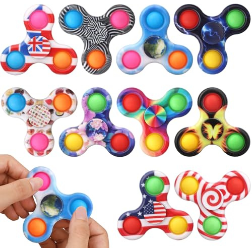 10 Pack Bubble Pop Fidget Spinner Sensorisches Spielzeug Ostereierfüller, Push Popper Squeeze Fidget Spielzeug für Stress Linderung, Geburtstagsgeschenke Party Gefälligkeiten Klassenzimmer Preis