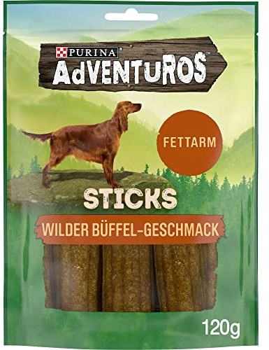 Adventuros Hundesnack Sticks, mit wildem Büffelgeschmack, 6er Pack (6 x 120 g)