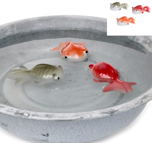 itsisa Teichdeko Fisch (3er Set) 8x6 cm aus Porzellan schwimmend für Schwimmschale, als Teich Deko, Deko für Vogeltränke etc. - Fisch, Schwimmtiere