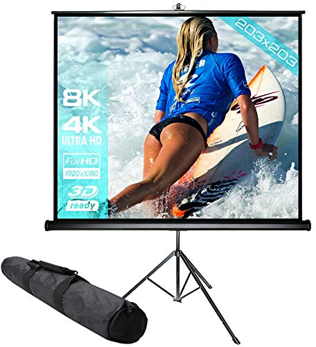 SlenderLine Mobile Stativleinwand 200 x 200 cm inkl. Transporttasche - Beamer Leinwand inkl. Ständer - Formate 1:1/4:3/16:9