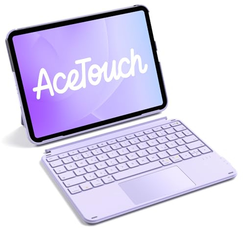 Inateck Hülle mit Tastatur für iPad 11(A16)/10. Gen, Ultraleicht 450g | Kompatibel mit iPad Air 11 M4 2026/M3/M2, Air 5/4, Pro 11, 1S abnehmbar, Touchpad, Hoch-/Querformat Ständer, AceTouch,Lila