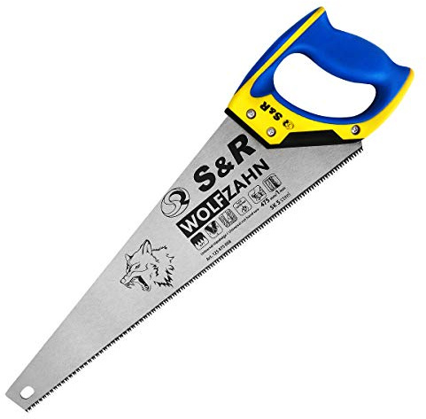 S&R Holzsäge UNIVERSAL 475 mm (8 Zähne/Zoll) WOLFZAHN Aggressive 3D-Präzisionszahnung, Bi-Material Handsäge Fuchsschwanz Säge