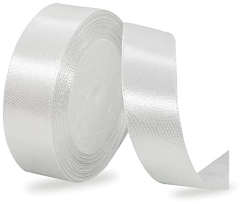 IMSOLDECOR Satinband Weiß 25mm, 23m Geschenkband für Geschenkverpackungen | Bänder für DIY-Basteleien, Blumensträuße, Nähprojekte, Schleifenherstellung, Geburtstags& Hochzeitsdekorationen