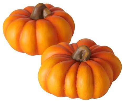 RiloStore 2 STK KÜRBIS Terrakotta orange Kürbisse Herbst Deko b189 Halloween 16x9cm Herbstdeko Dekokürbis Dekoobjekt Tischdeko Dekofrüchte Zimmerdeko