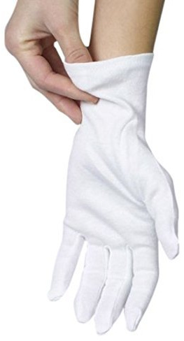 ANSMIO 3 Paar Baumwollhandschuhe, Stoffhandschuhe aus 100% Baumwolle, Trikothandschuhe, Weiche Schutzhandschuhe, Weiß (Größe M bzw.25 CM)