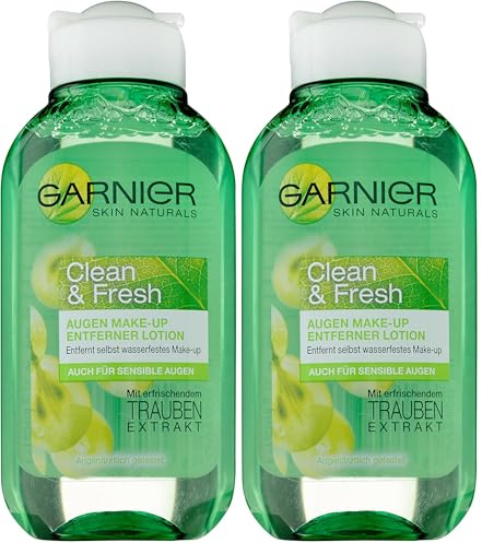 Garnier Augen Make-Up Entferner/Abschminkmittel, Entfernt selbst wasserfestes Make-Up, Mit Trauben-Extrakt, Augenärztlich getestet, Skin Naturals, 1 x 125 ml (Packung mit 2)