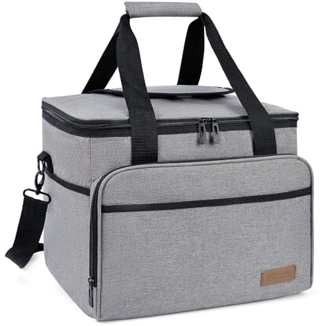 ALLCAMP OUTDOOR GEAR 30L Groß Faltbar Isoliert Kühltasche Mit 2 Kühlakkus 24h Kühlung für Arbeit, Auto, Arbeit, Strand, Reise & Picknick Grau
