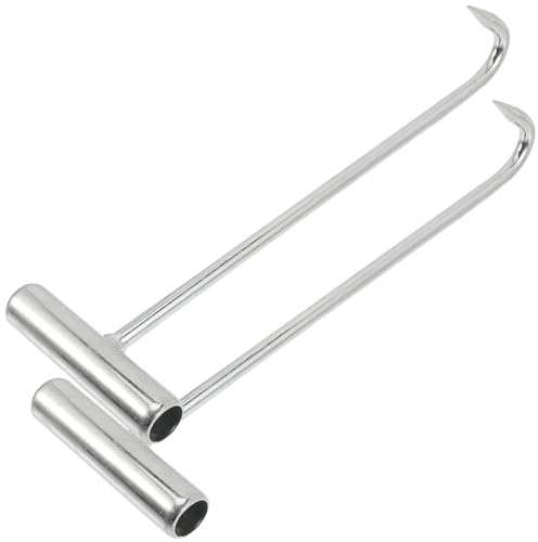 Warmhm 2 Stück Kanaldeckelheber, 31 Cm, Edelstahl-hebehaken, Robuster, Handlicher Haken, Hebewerkzeug, Eisen, Schachtdeckelhaken, Abflussgitterhaken, T-haken, Fleischhaken