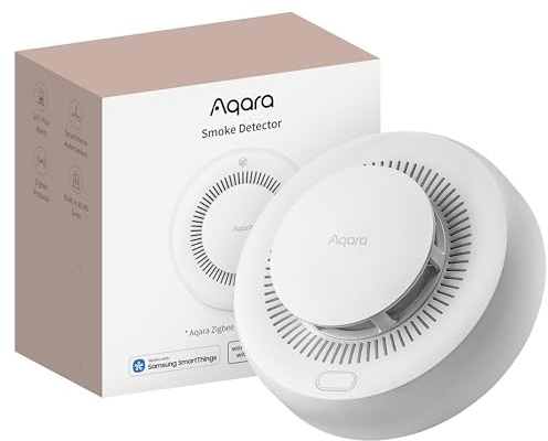 Aqara Rauchmelder, Erfordert Aqara Zigbee 3.0 Hub, Feuermelder Rauchwarnmelder mit 85dB-Sirene, Brandmelder mit Ultralange Akkulaufzeit, Unterstützt HomeKit, Alexa, Google, Matter Over Bridge