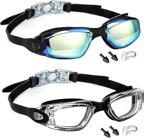 faliring Schwimmbrille Kinder,2 Stück taucherbrille für Kinder Jungen Mädchen Junior, UV-Schutz Anti Nebel Kinder Schwimmbrille für Alter 3-14 Jahre